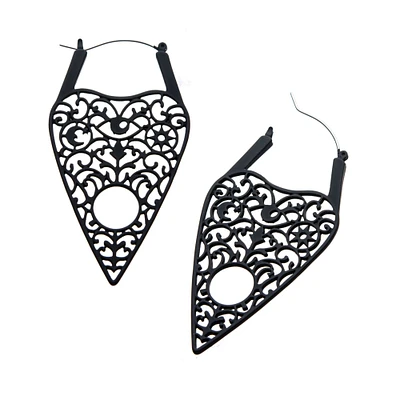 Black Silicone Coated Matte Finish Planchette Plug Earrings