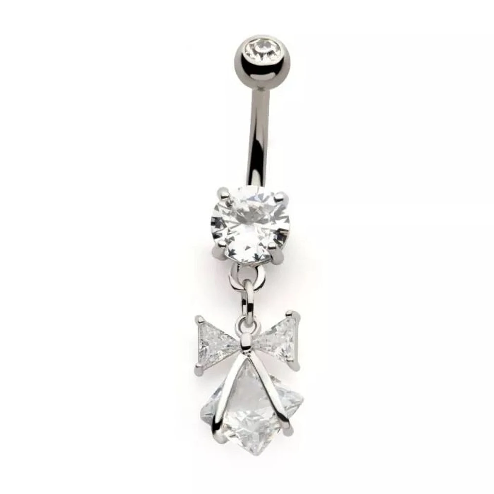 Bow And Diamond Shape Dangle