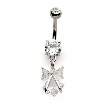 Bow And Diamond Shape Dangle