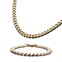 Stainless Steel Gold IP 8mm Curb Chain with Lobster Clasp Bracelet