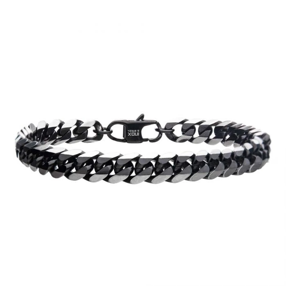 SS Black 8mm Diamond Curb Bracelet 8.5"