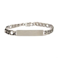 Steel Engravable Double ID Plate with Curb Chain Bracelet