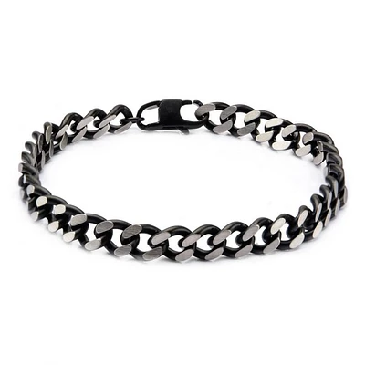 Black IP Diamond Cut Chain Bracelet 8.5"