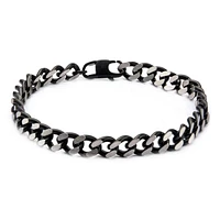 Pulsera de cadena con corte de diamante IP negra de 8,5"