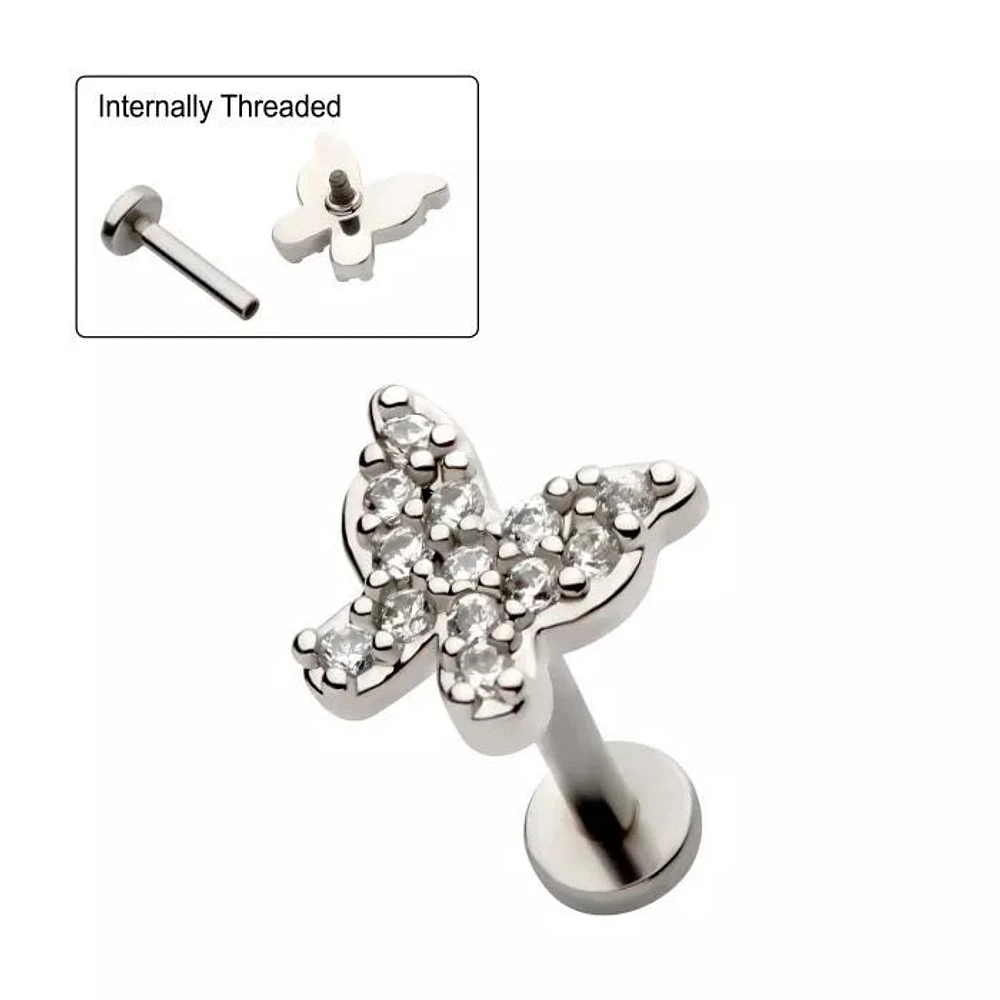 18g Butterfly Pave Set Gem Cartilage