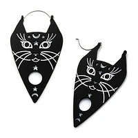 Steel with Black Silicone Coated & Epoxy Cat Face, Stars & Moon Plug Hangers