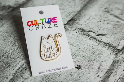 CAT LADY WHITE PIN