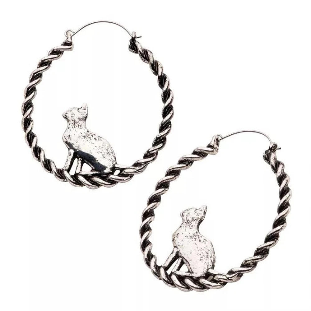 Black Braided Design with Sitting Cat Silhouette Plug Hangers