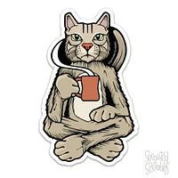 Café Chat Petit 3.5" Autocollant