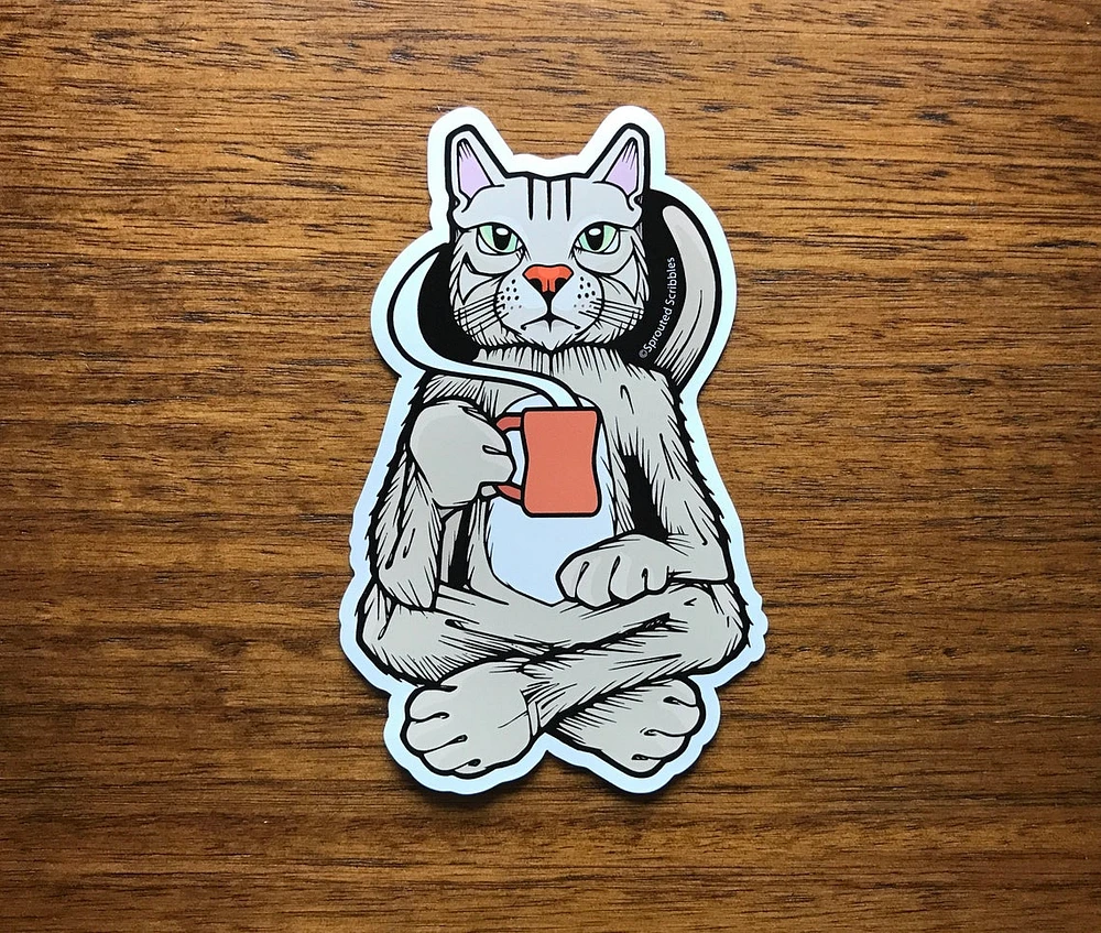 Coffee Cat Animal Sticker