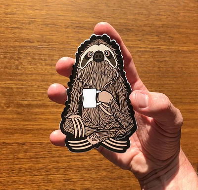 Coffee Sloth Mini 3" Sticker