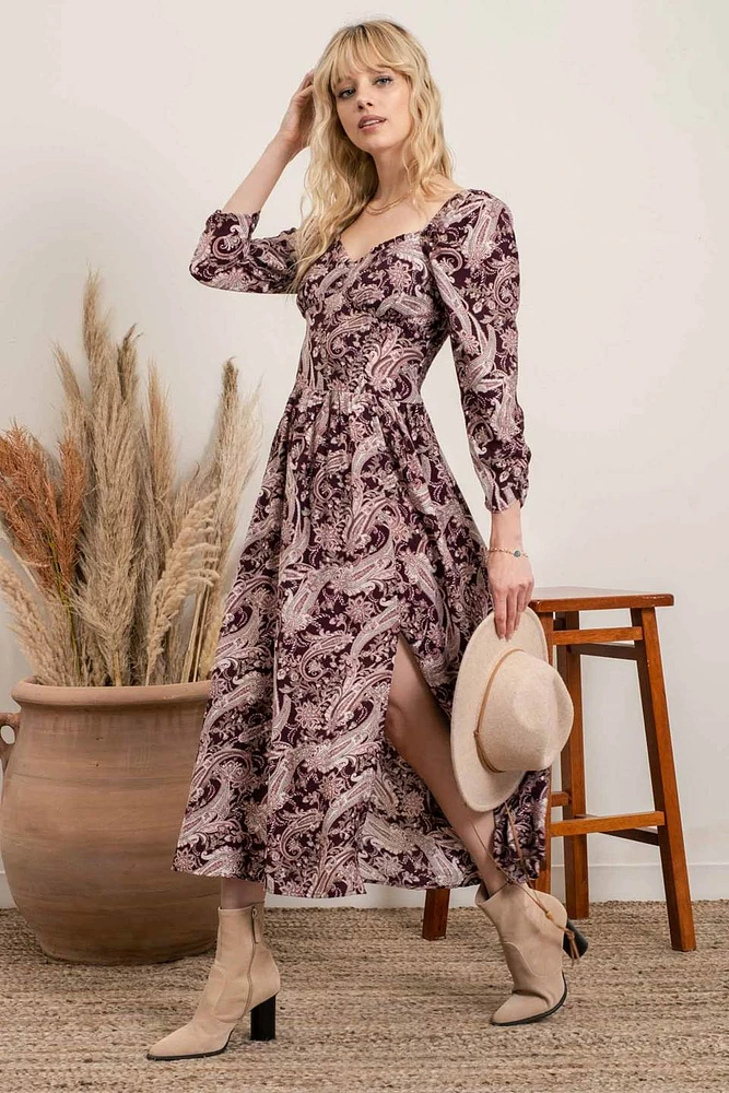 ROBE MIDI À DÉCOLLETÉ EN COEUR