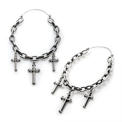 Chain Link with Dangling Triple Crosses Plug Hangers