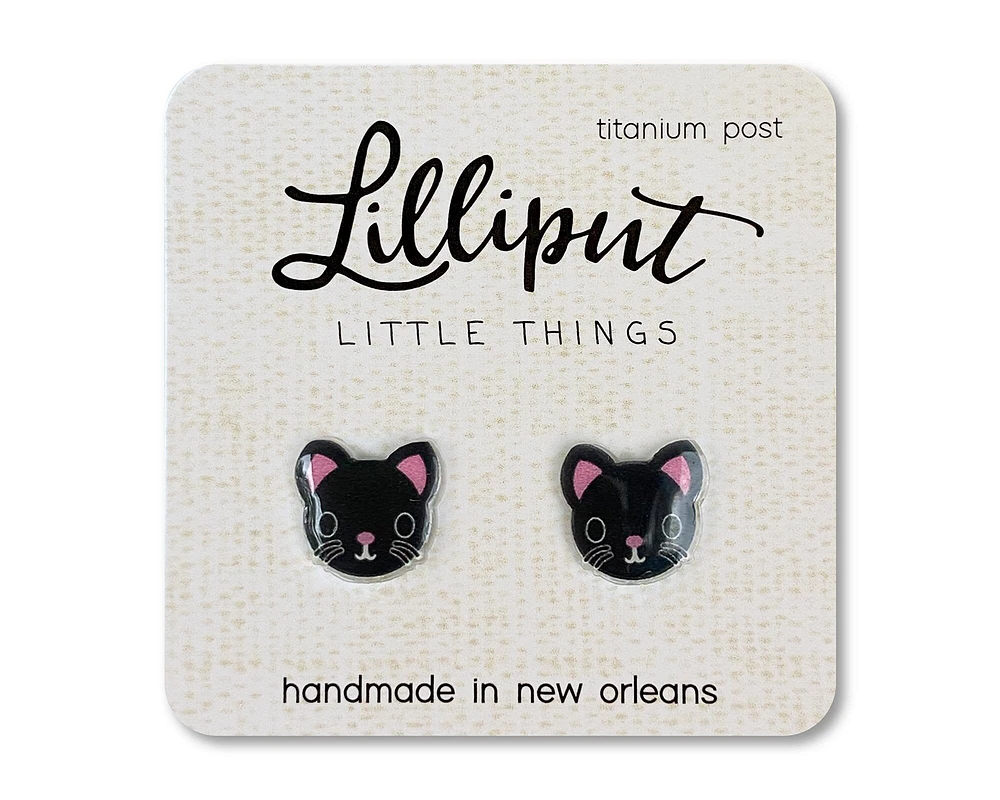 Boucles d'oreilles mignonnes en forme de chat noir