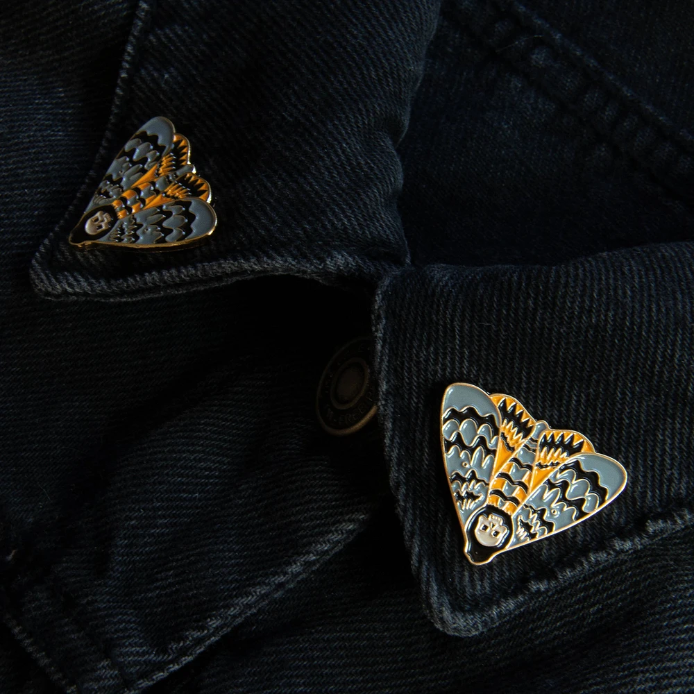 Deaths Head Moth Collar Pin Set