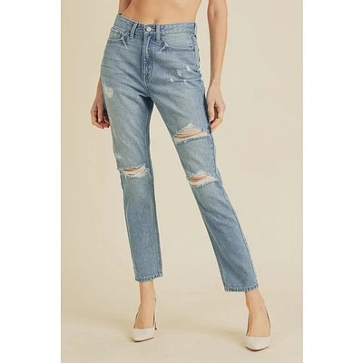 DESTROYED MOM JEANS LT