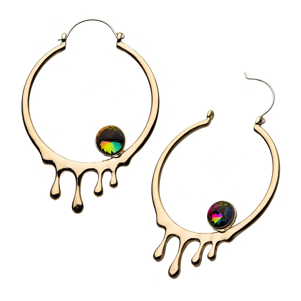 Dripping Gold Hoop with Vitrail Medium Gem