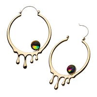 Dripping Gold Hoop with Vitrail Medium Gem