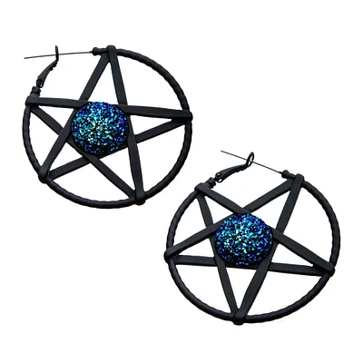 BLUE DRUZY PENTAGRAM PLUG HOOP