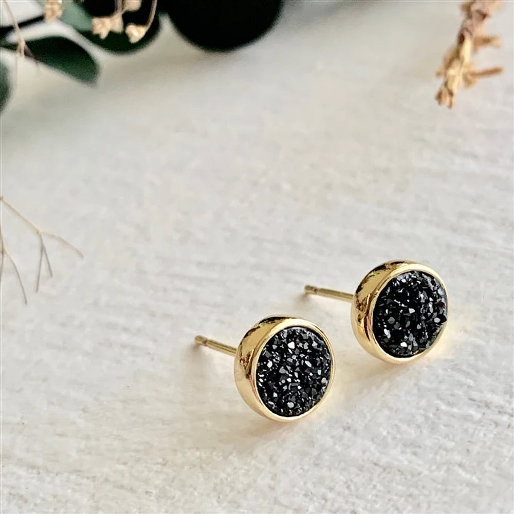 Pendientes Druzy chapados en oro Zella.