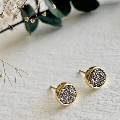 Zella Gold Plated Druzy Silver Studs.