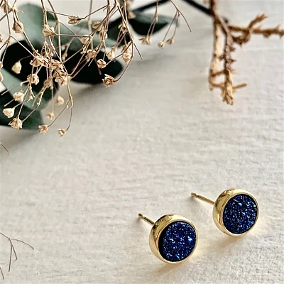 Pendientes Druzy chapados en oro Zella