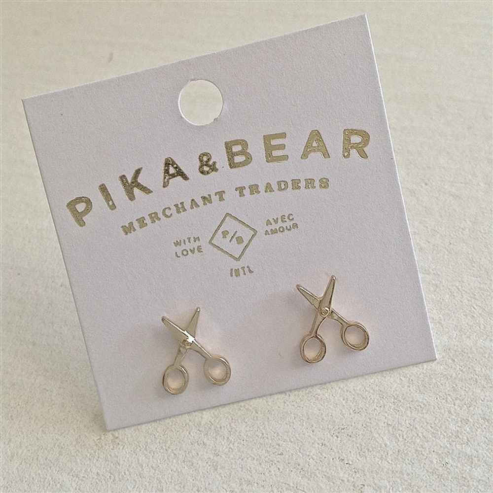 Snips Scissors Stud Earrings in Gold