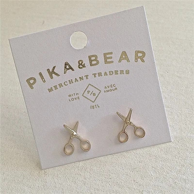 Snips Scissors Stud Earrings in Gold