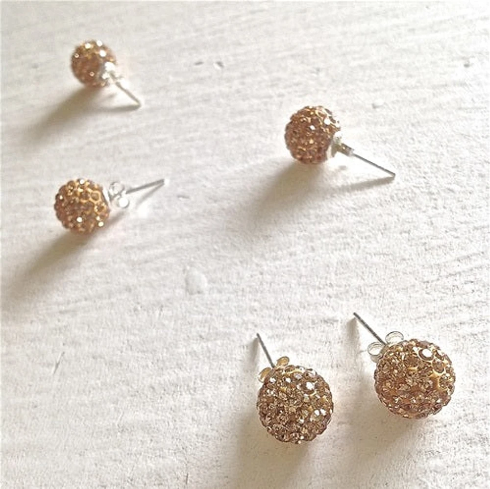 Novasphere Topaz Colored Shimmering Ball Studs.