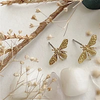 Boucles d'oreilles à tige en forme d'abeille Buzz Raw en laiton