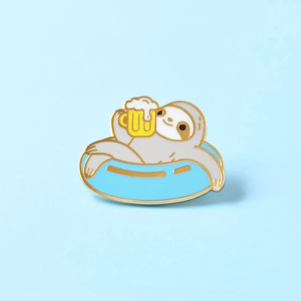 Beer Sloth Enamel Pin