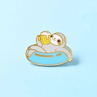 Beer Sloth Enamel Pin