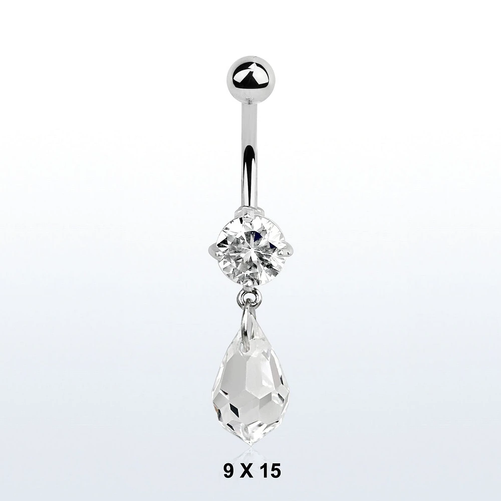 Fauceted 15mm Teardrop Dangle Navel