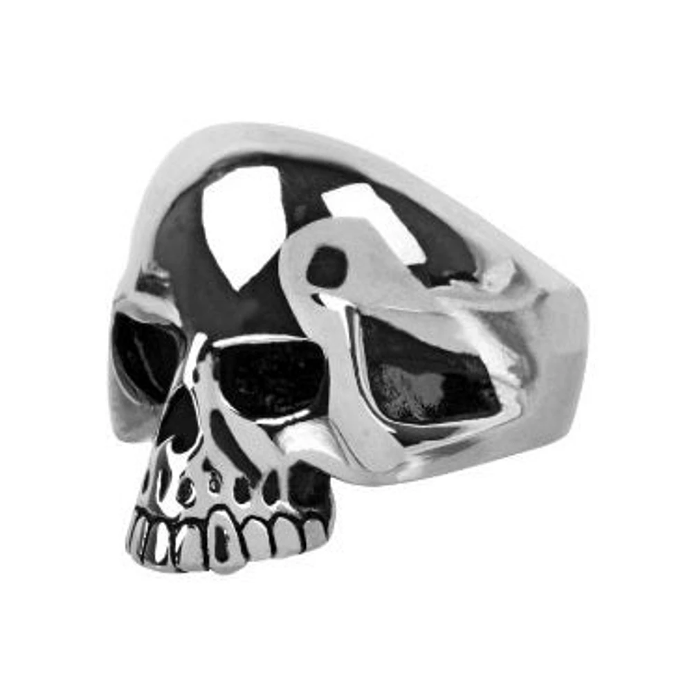 Anillo de calavera oxidada negra talla 12