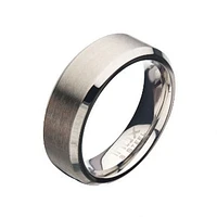 Anillo Acero Mate Biselado 8mm Talla