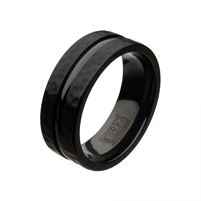 Black Zirconium Hammered Ring. Size 12