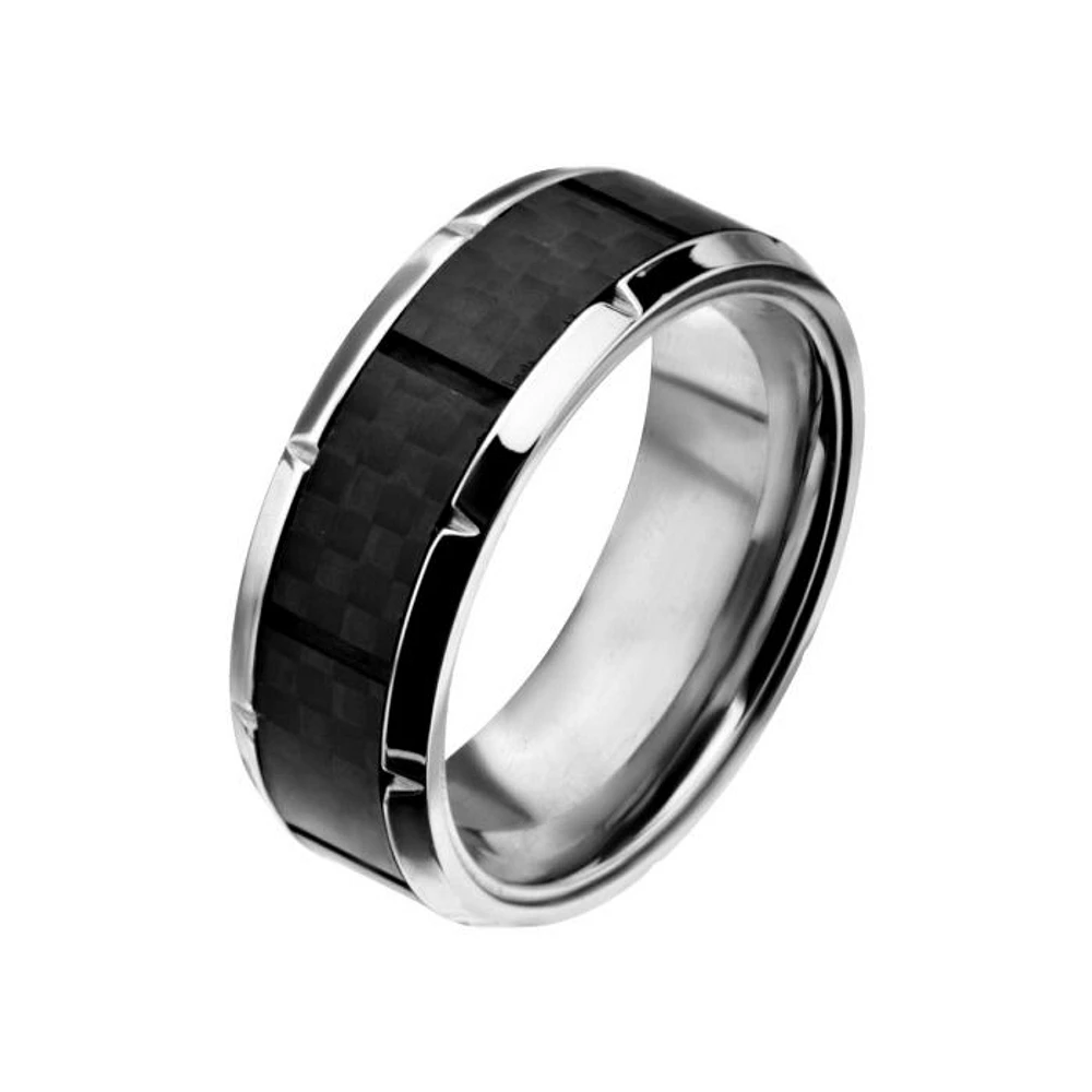 Ridged Edge with Center Solid Carbon Fiber Ring Size 11