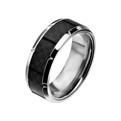 Ridged Edge with Center Solid Carbon Fiber Ring Size 11