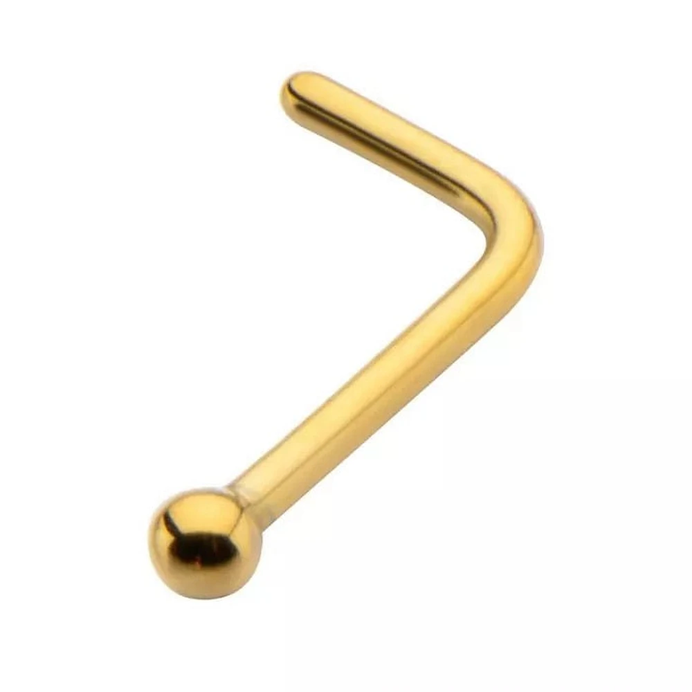 20g Gold PVD With 1.5mm Ball L-Shape Nose Stud