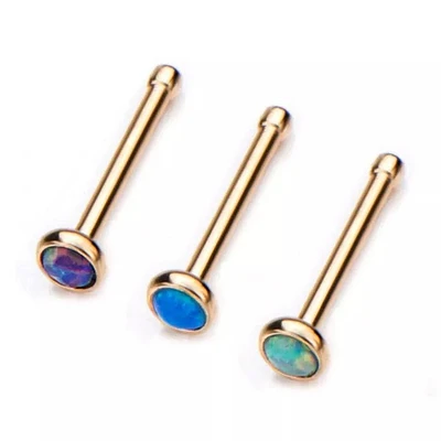 20g 2mm Opal Bezel PVD Nose Bone