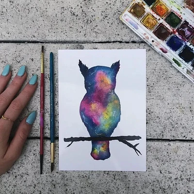 Galaxy Owl Print