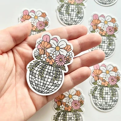 Fleurs de boule disco groovy Sticker