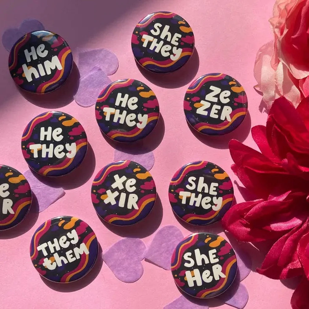 He-Him Space Pronoun Pin