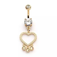 Heart Outline 3 Bezeled Gems Dangle