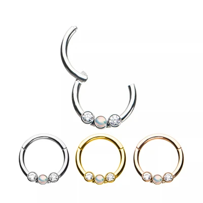 2 Bez Set Gems And Opal Hinged Hoop