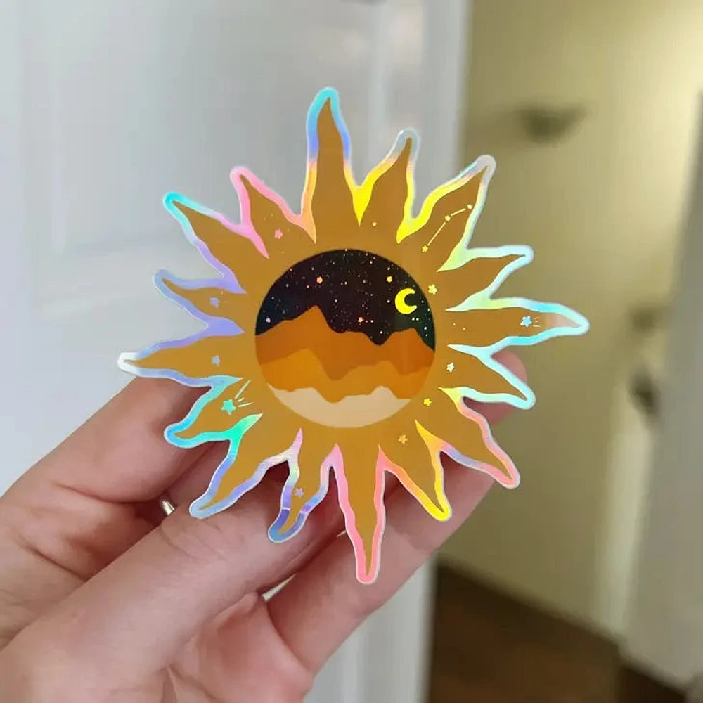 Holographic Night Sky Sun Sticker