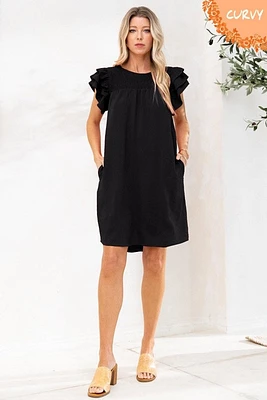 Solid Shift Dress With Pockets