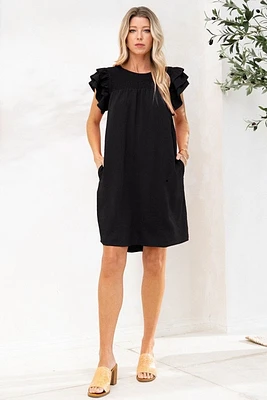 Solid Shift Dress With Pockets