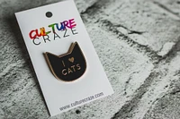 PIN NOIR I COEUR CHATS