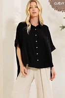 Solid Oversized Shirt Front Button